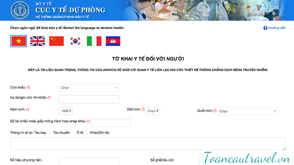 khai báo y tế khi đi du lịch để có chuyến đi an toàn