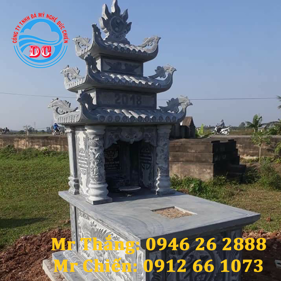 Mẫu mộ đá ba mái cao cấp LTĐC004 - Đá mỹ nghệ Đức Chiến