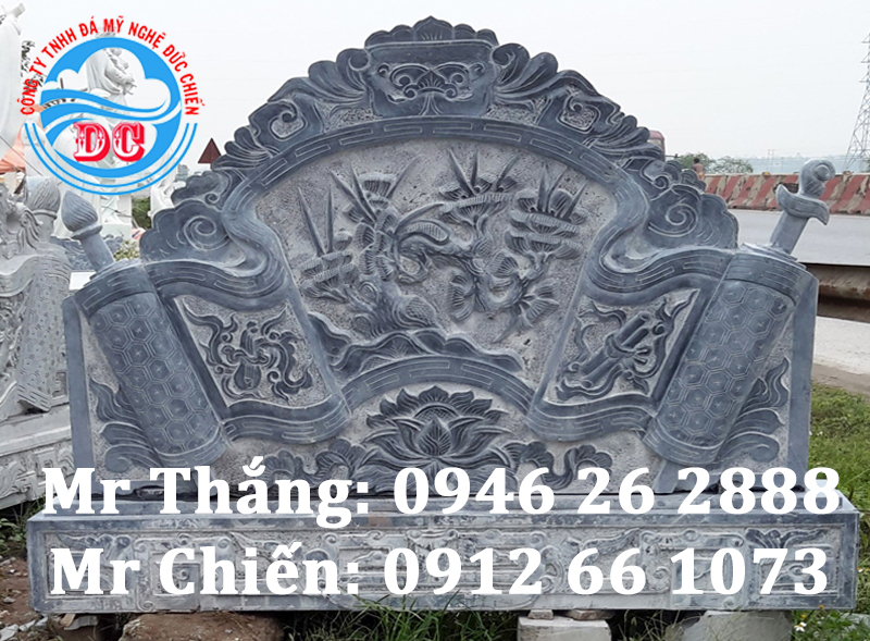 Mẫu cuốn thư đá chạm hoa văn của cây Tùng