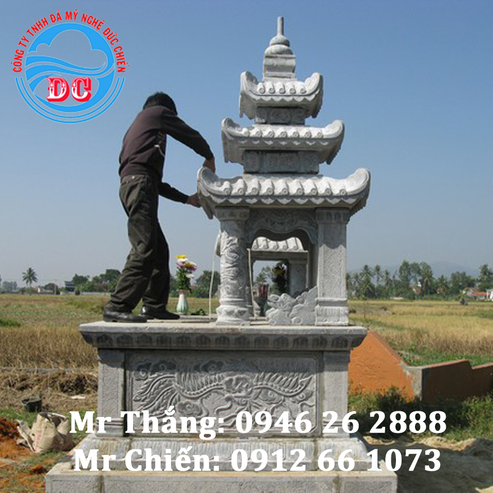 Mẫu mộ đá 3 mái kiểu mới nhất LTĐC006 - Đá Mỹ nghệ Đức Chiến