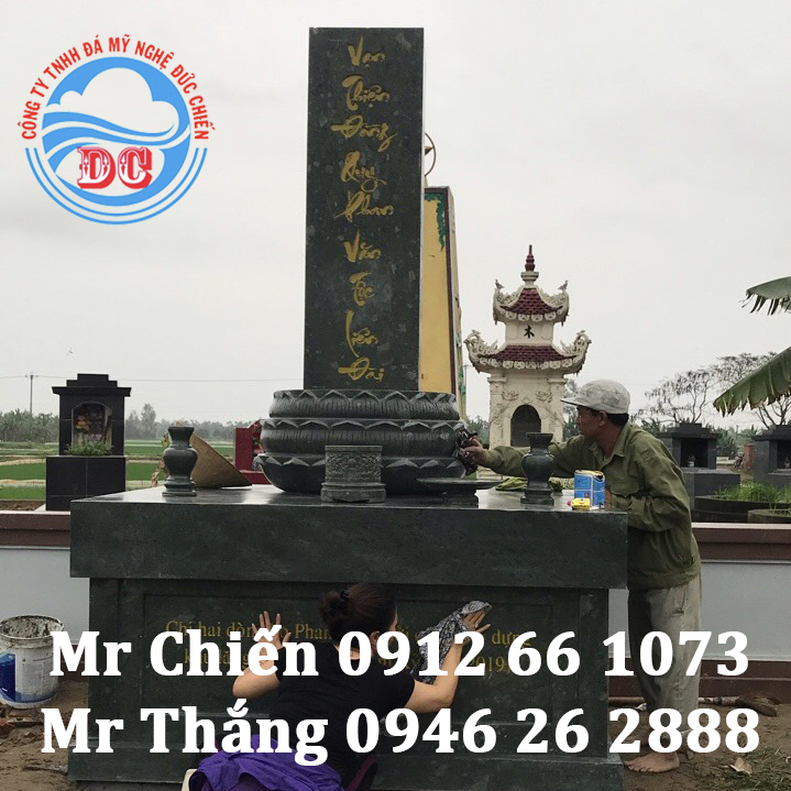 Mẫu mộ đá xanh rêu mã MDXR02