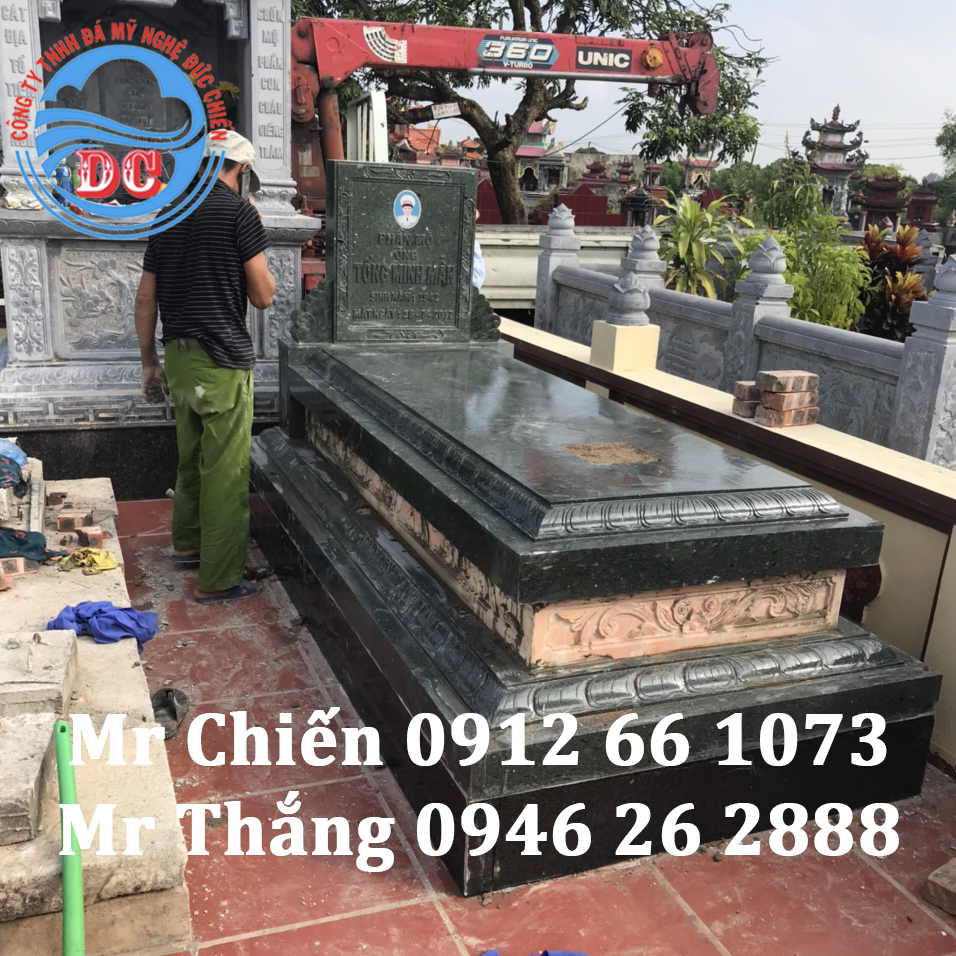 Mẫu mộ đá xanh rêu mã MDXR05