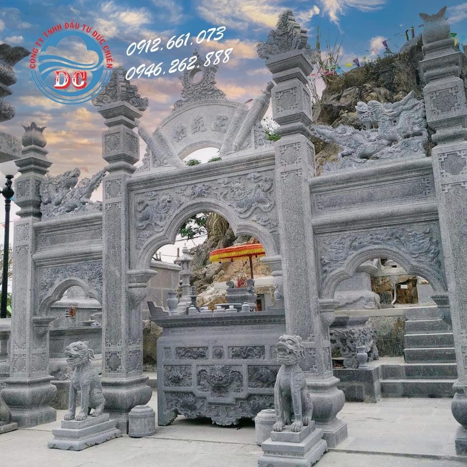 Cổng đá tứ trụ Đức Chiến mẫu CĐĐC012